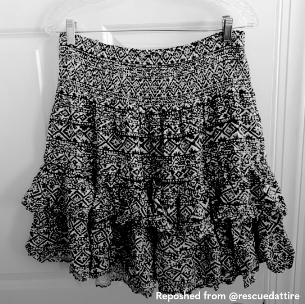 Black and White Lauren by Ralph Lauren Smocked Skirt